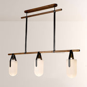 Welden Walnut Leather Linear Chandelier - thebelacan