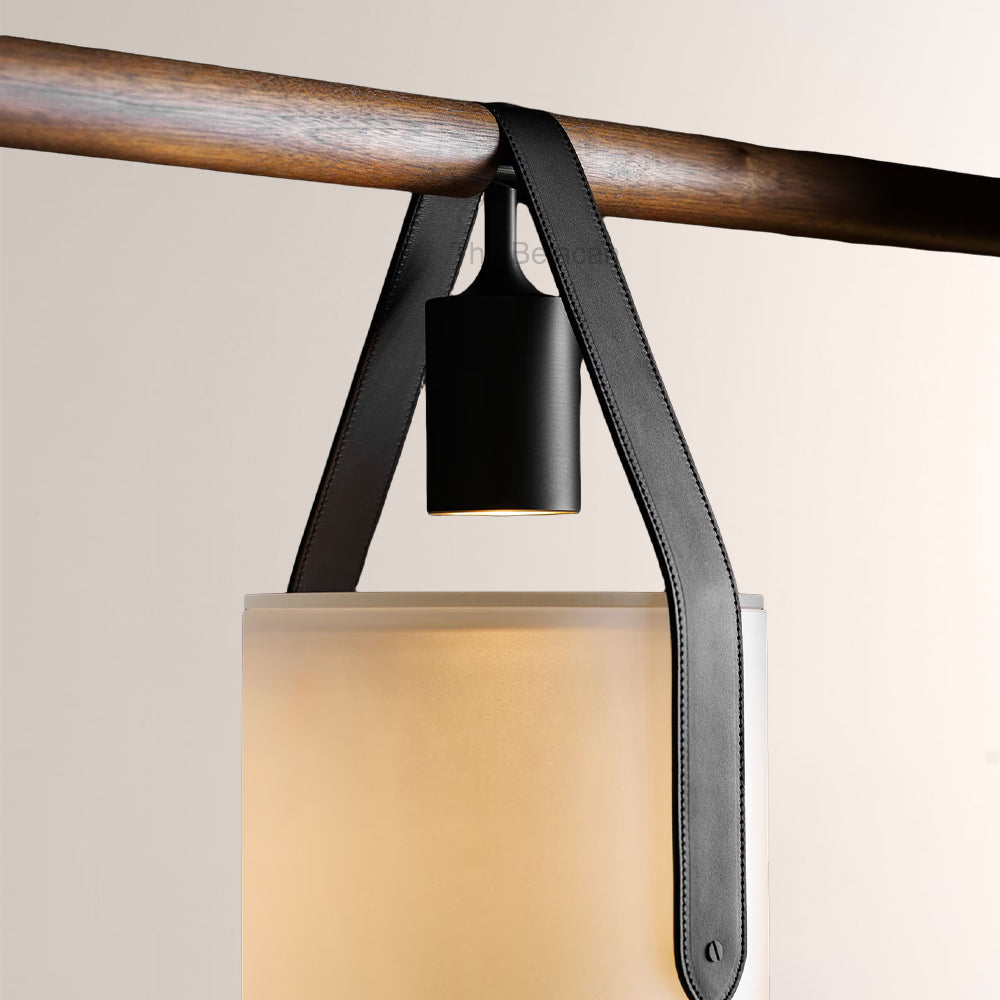Welden Walnut Leather Linear Chandelier - thebelacan