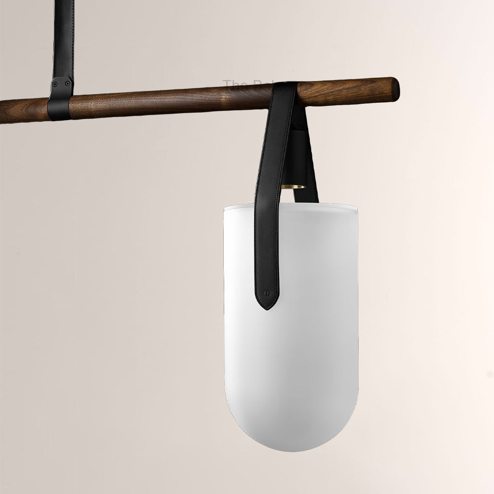 Welden Walnut Leather Linear Chandelier - thebelacan