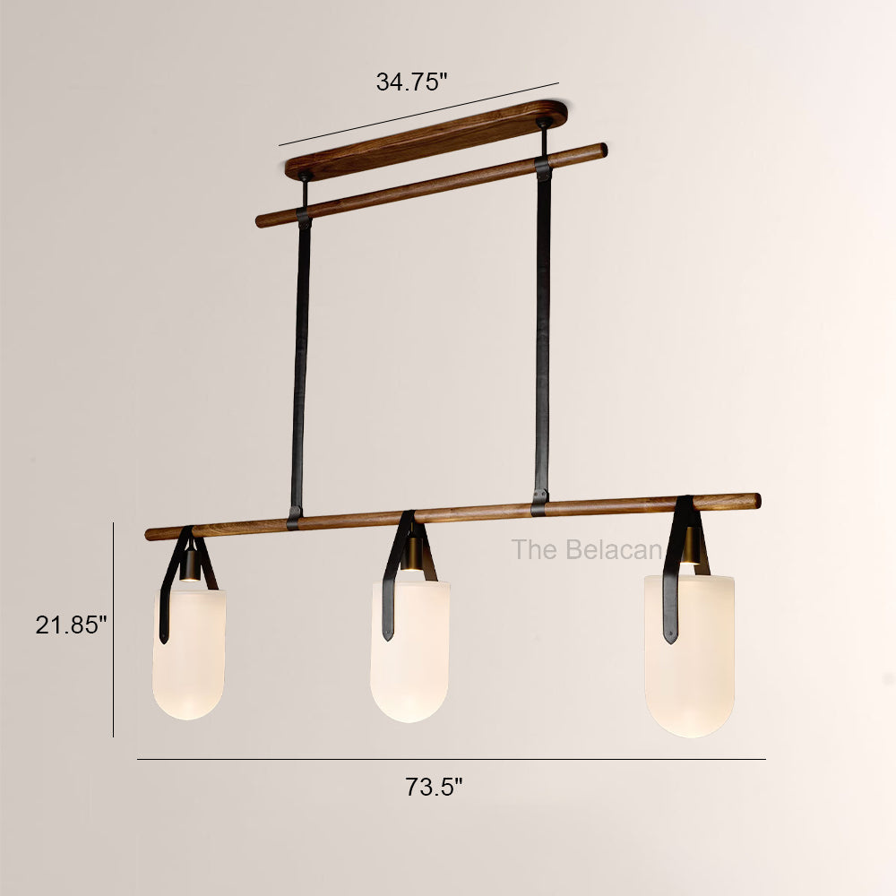 Welden Walnut Leather Linear Chandelier - thebelacan