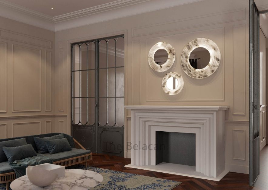 Alabaster Dissic Mirror Wall Sconce - thebelacan