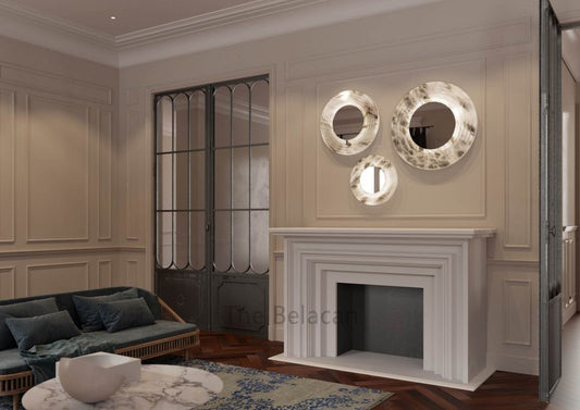 Alabaster Dissic Mirror Wall Sconce - thebelacan