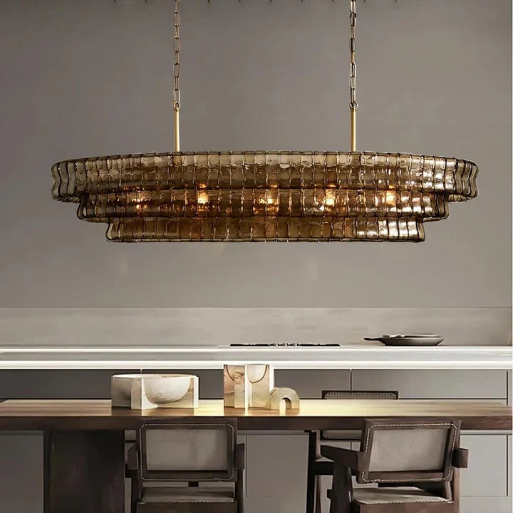 Lime Glass Oval Chandelier 54"W/65"W - thebelacan