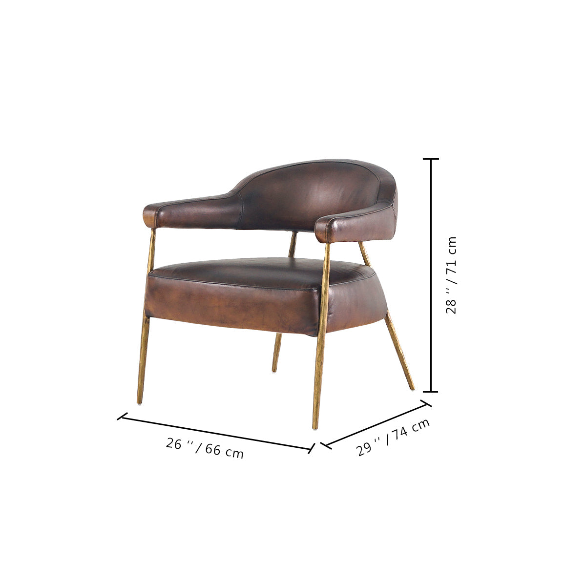 Thaddeus Brown Leather Lounge Armchair - thebelacan