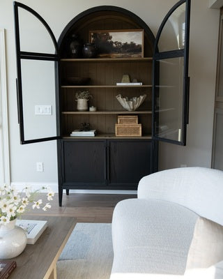 Heidi Glass-Door Oak Cabinet | Modern Farmhouse Design - thebelacan