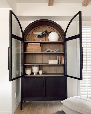 Heidi Glass-Door Oak Cabinet | Modern Farmhouse Design - thebelacan