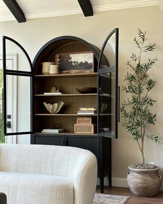 Heidi Glass-Door Oak Cabinet | Modern Farmhouse Design - thebelacan