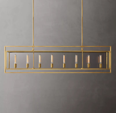 Beckman Glass Lantern Rectangular Chandelier 72"