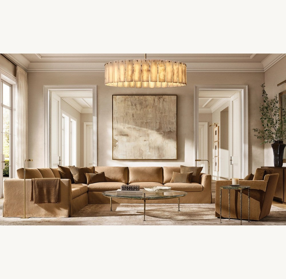 Cascade Alabaster Round Chandelier 60"D - thebelacan