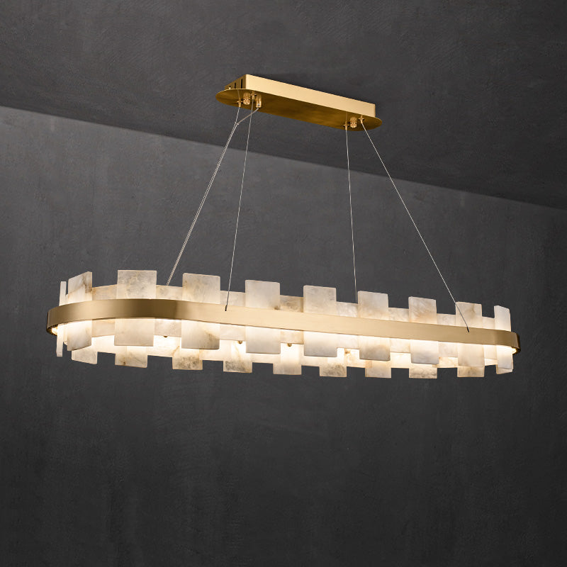 Alabaster Glo Modern Oval Chandelier - thebelacan