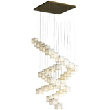 Alabaster Cube Foyer Staircase Long Chandelier - thebelacan