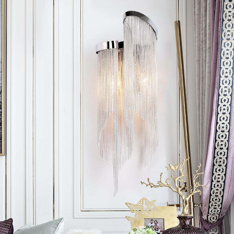 Fiona Aluminum Chain Tassel Wall Sconce - thebelacan