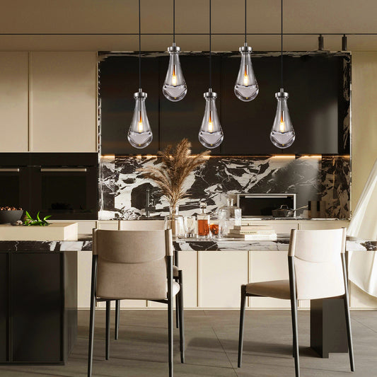 Raindrops 5-light Cord Rectangular Chandelier - thebelacan
