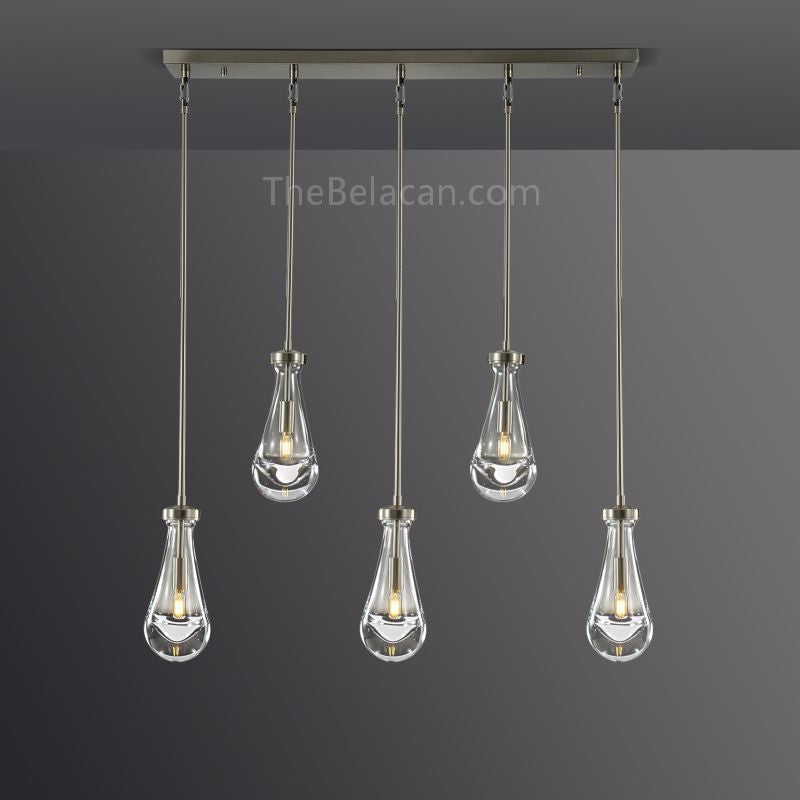 Raindrops 5-light Rod Rectangular Chandelier - thebelacan