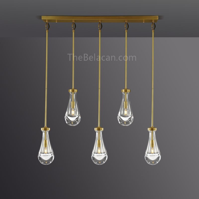 Raindrops 5-light Rod Rectangular Chandelier - thebelacan