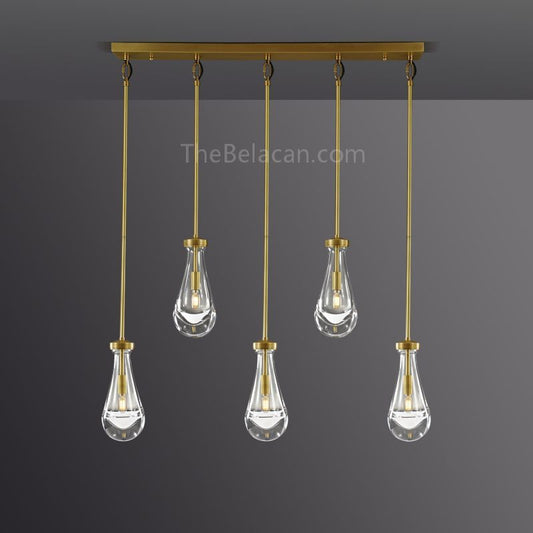 Raindrops 5-light Rod Rectangular Chandelier - thebelacan