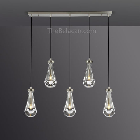 Raindrops 5-light Cord Rectangular Chandelier - thebelacan