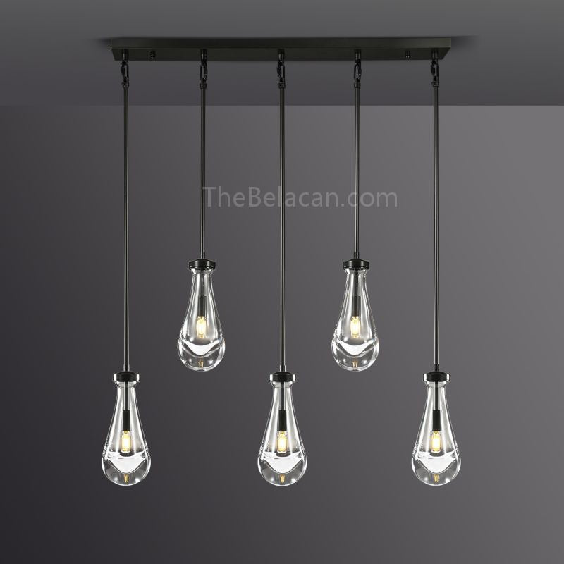 Raindrops 5-light Rod Rectangular Chandelier - thebelacan