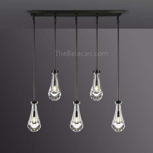 Raindrops 5-light Rod Rectangular Chandelier - thebelacan