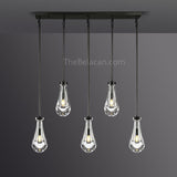 Raindrops 5-light Rod Rectangular Chandelier - thebelacan