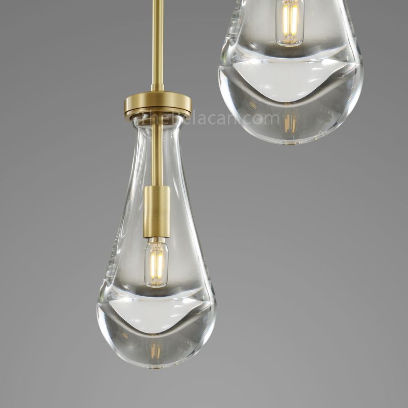 Raindrops 5-light Rod Rectangular Chandelier - thebelacan