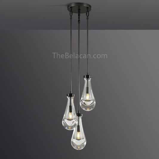 Raindrops 3-light Rod Round Chandelier - thebelacan