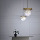 Alabaster Sphere Pendant Light Above Bed - thebelacan