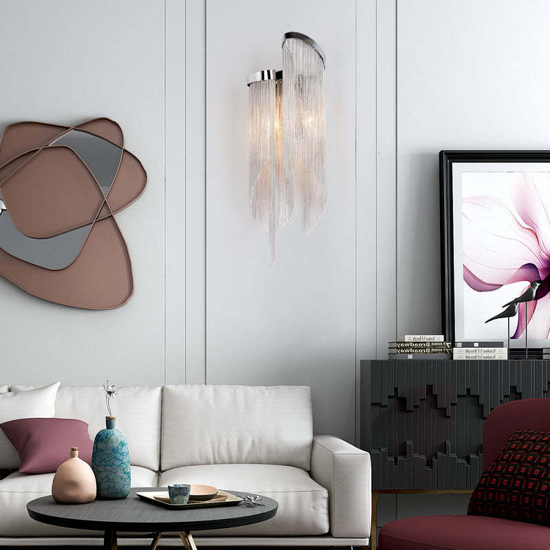 Fiona Aluminum Chain Tassel Wall Sconce - thebelacan
