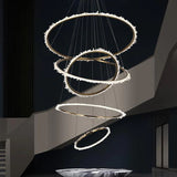 Rock Crystal Multi Rings Chandelier For Staircase - thebelacan