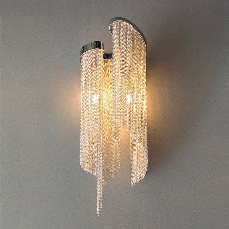 Fiona Aluminum Chain Tassel Wall Sconce - thebelacan