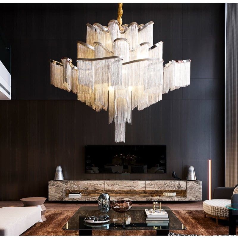 Alisa Luxury Flower Chain Tassel Chandelier - thebelacan
