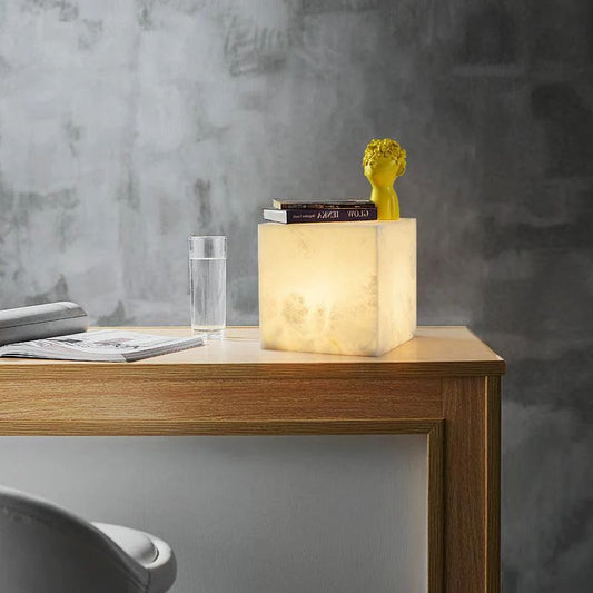 Alabaster Cubic Table Lamp - thebelacan