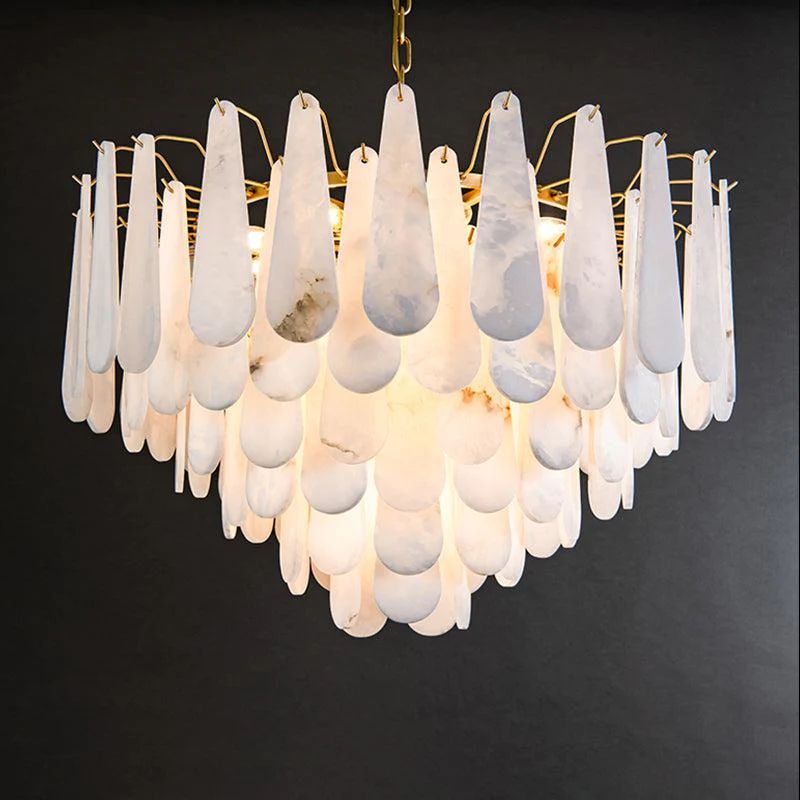 Alabaster Feathery Chandelier - thebelacan