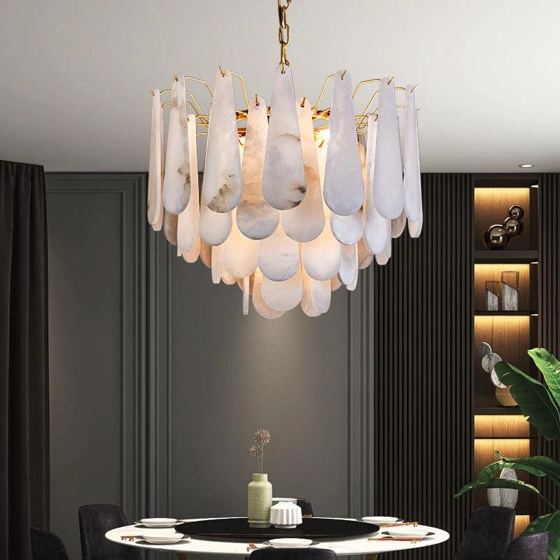 Alabaster Feathery Chandelier - thebelacan