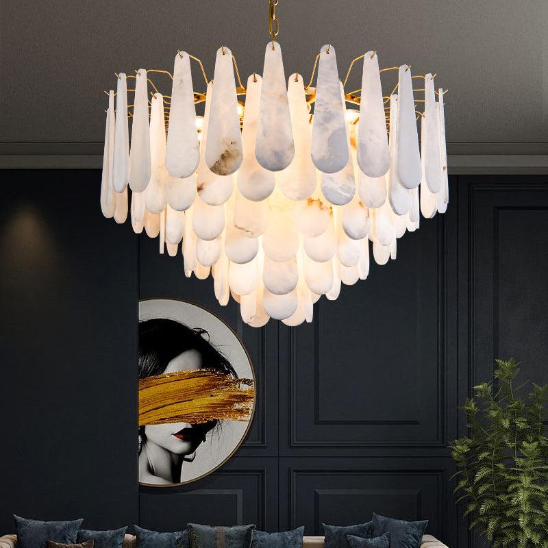 Alabaster Feathery Chandelier - thebelacan