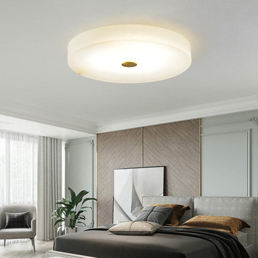 Alabaster Flush Mounted Round Led Chandelier - thebelacan