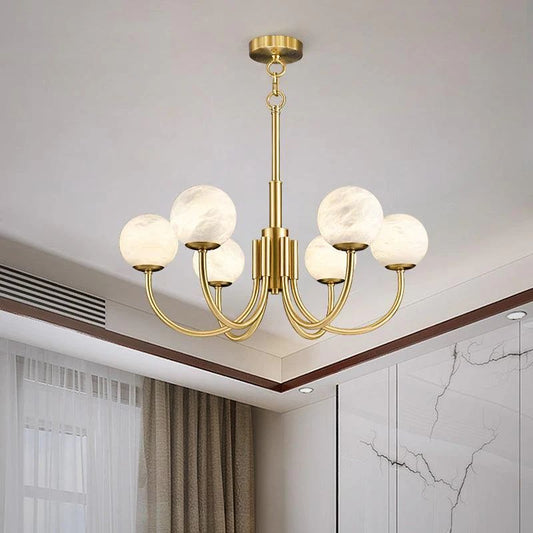 Alabaster Modern Brass Chandelier - thebelacan