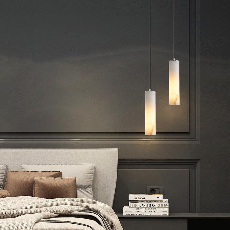 Alabaster Modern Cylindrical Round Chandelier - thebelacan