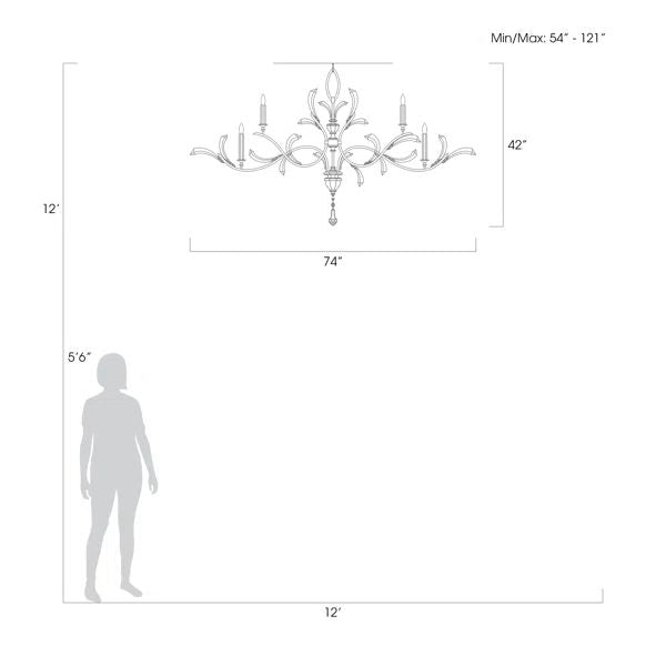 Alice Candle Oblong Chandelier 74" - thebelacan