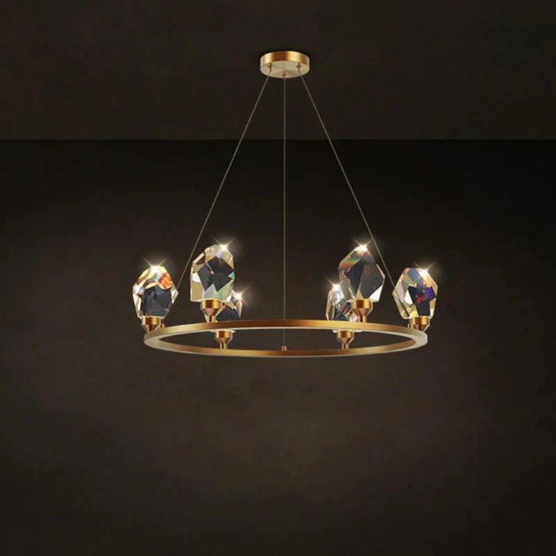 Angelia Faceted Crystal Prisms Crown Chandelier - thebelacan