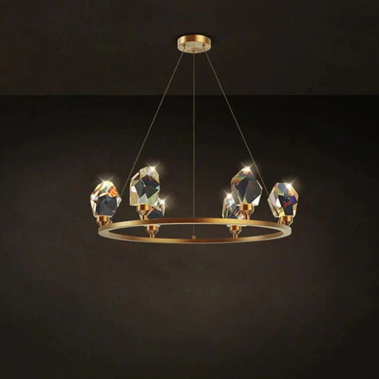 Angelia Faceted Crystal Prisms Crown Chandelier - thebelacan