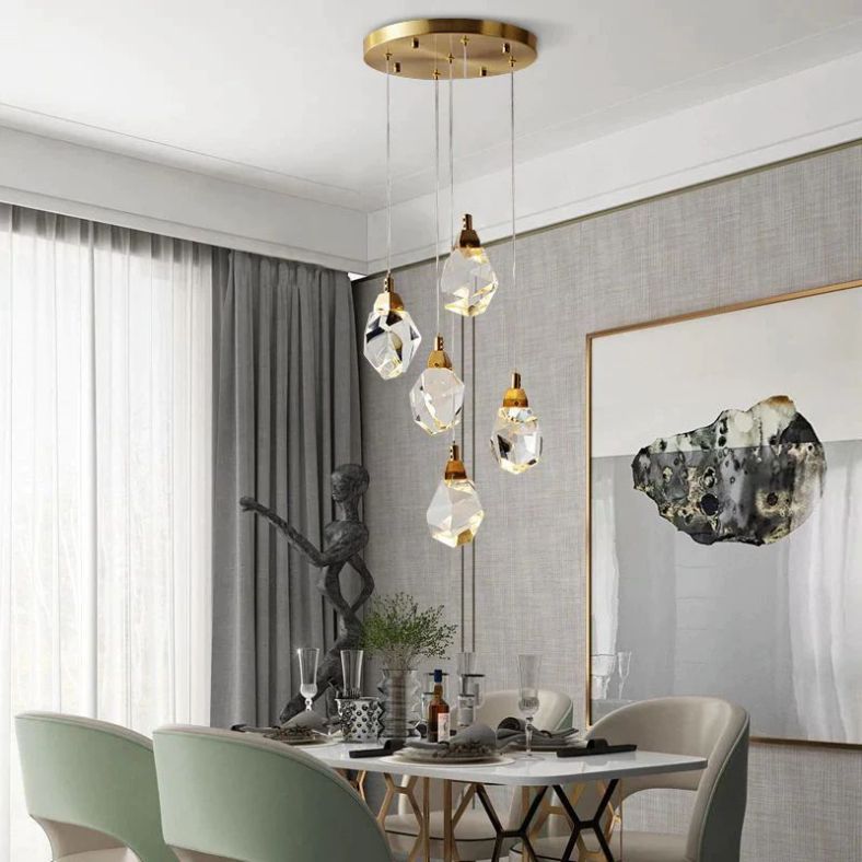 Angelia Faceted Round Pendant For Dining Room - thebelacan