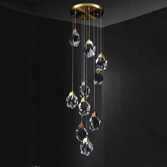 Angelia Faceted Crystal Prisms Chandeliers For Staircase - thebelacan