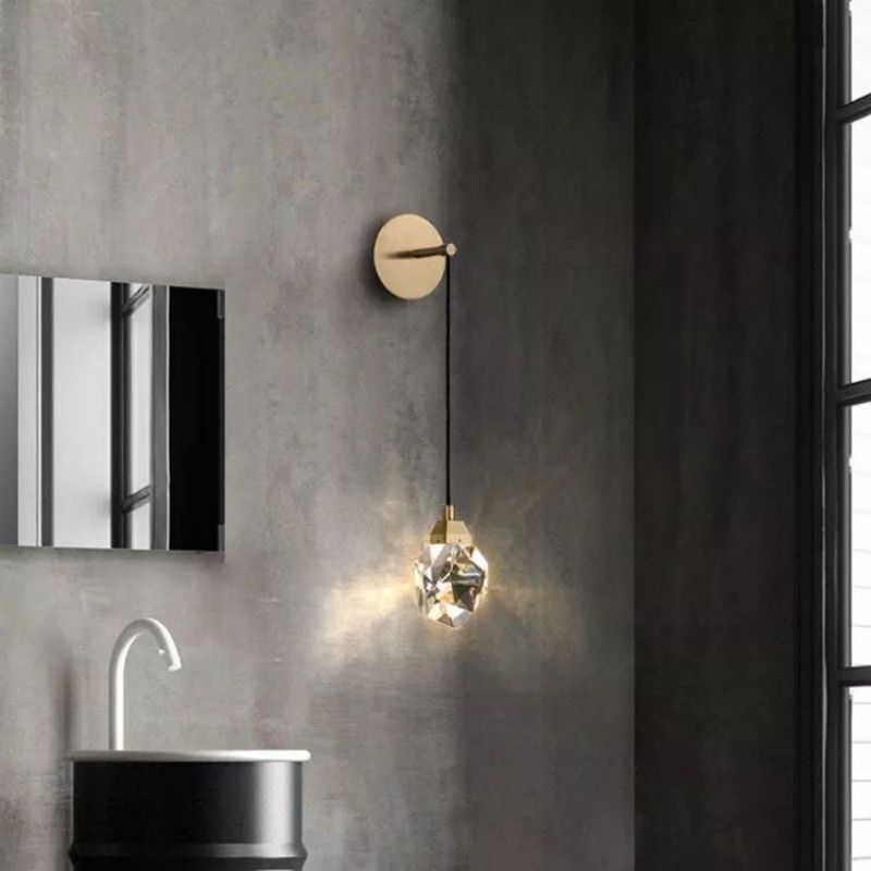 Angelia Faceted Crystal Prisms Wall Sconce (Cord) - thebelacan