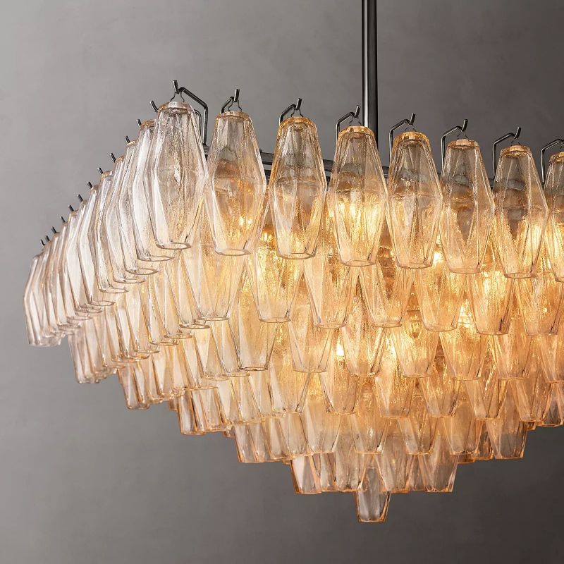 Chara Clear Glass Square Chandelier 32" - thebelacan