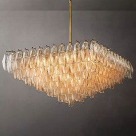 Chara Clear Glass Square Chandelier 32" - thebelacan