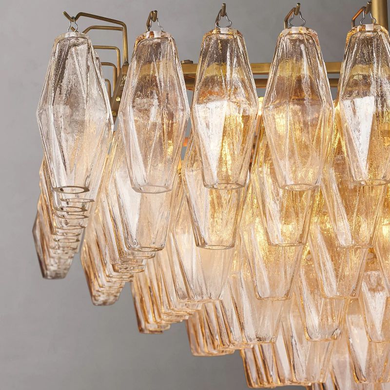 Chara Clear Glass Tiered Rectangular Chandelier 54" - thebelacan