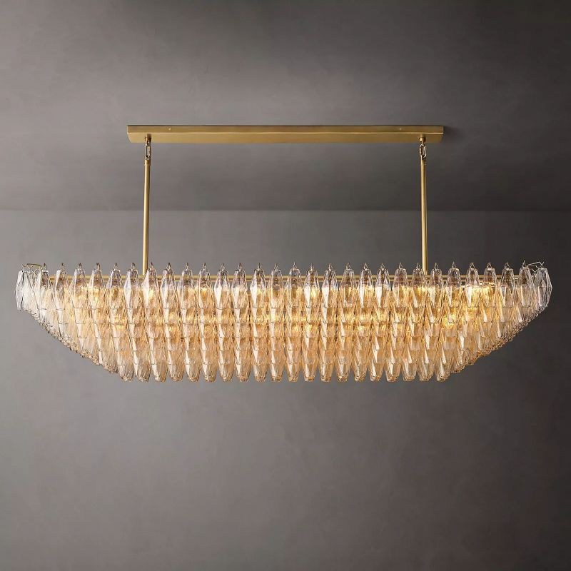 Chara Clear Glass Tiered Rectangular Chandelier 74" - thebelacan