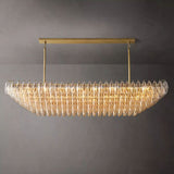 Chara Clear Glass Tiered Rectangular Chandelier 74" - thebelacan