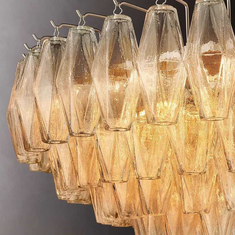 Chara Clear Glass Tiered Round Chandelier 37" - thebelacan